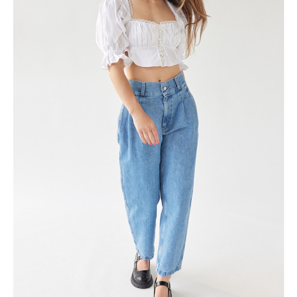Edwin x Anthropologie isla pleated jean barrel